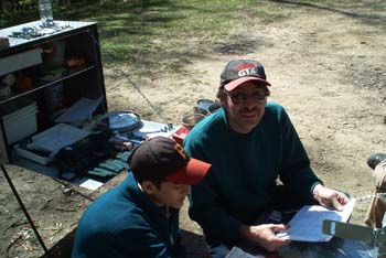 Tom and Sanjay checking a patrol box